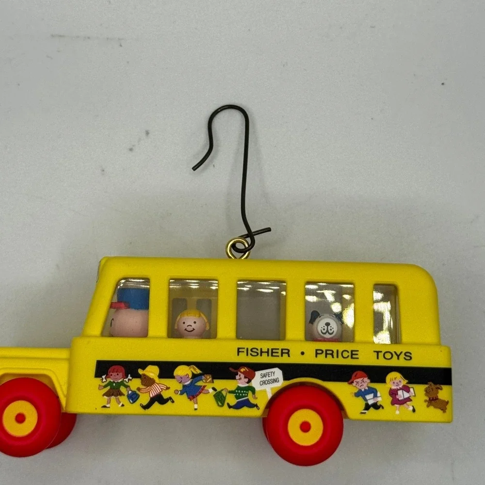Fisher Price‎ Yellow School Bus Ornament Vintage Toy Christmas Tree Decor#342